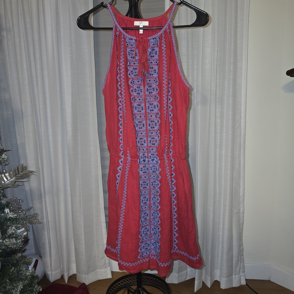 Joie Fuchsia Dress with Lavender Embroidery